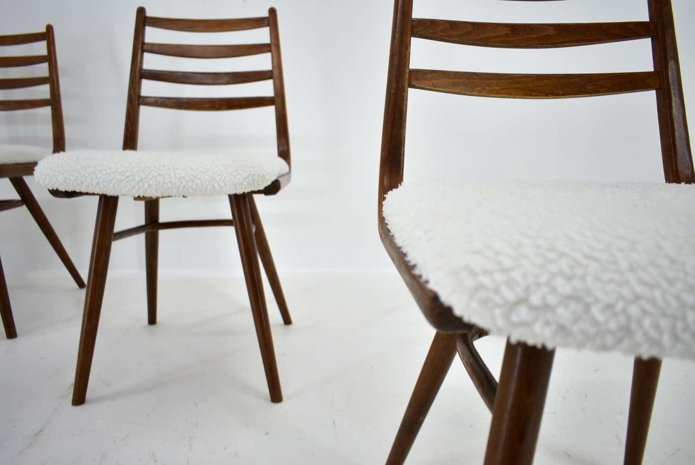303.0 1960s Set Of Four Dining Bentwood Chairs By Ton, Czechoslovakia photo