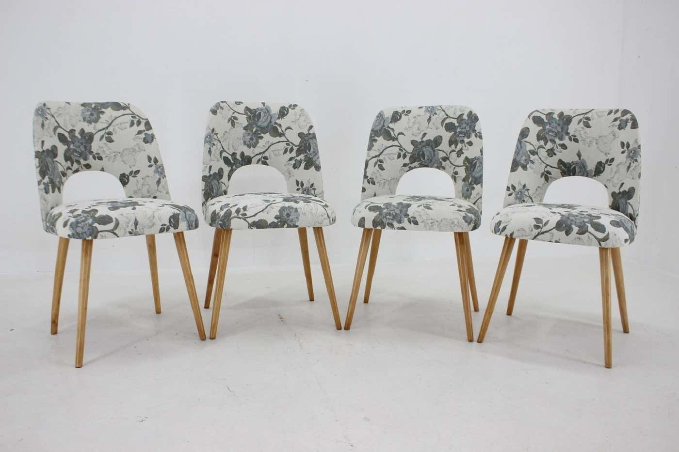 1960s Set Of Four Oswald Haerdtl Dining Chairs In Fabric, Czechoslovakia photo for sale