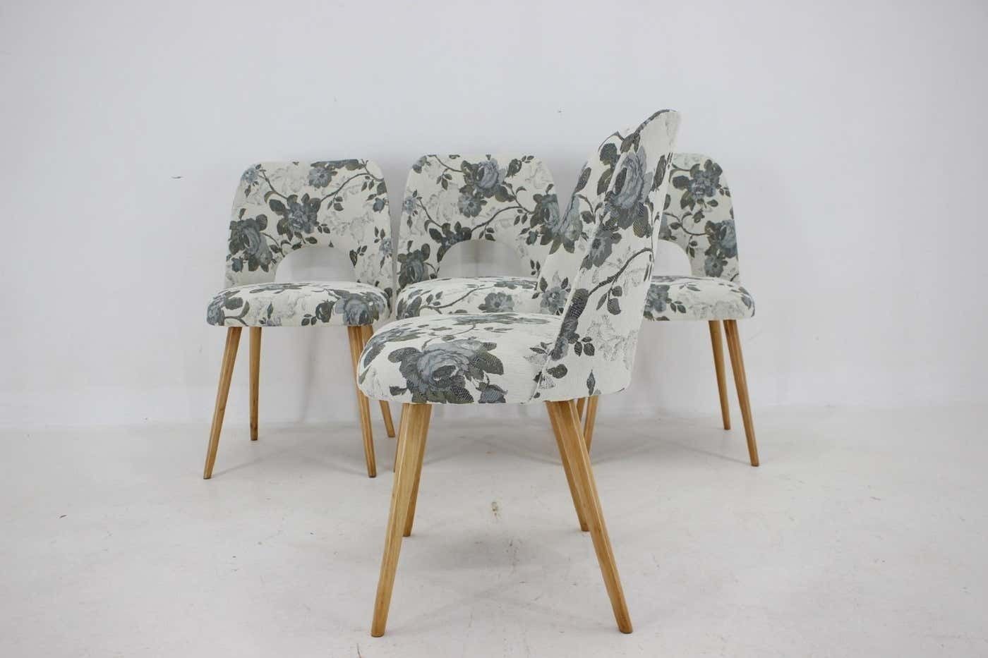 1960s Set Of Four Oswald Haerdtl Dining Chairs In Fabric, Czechoslovakia photo buy