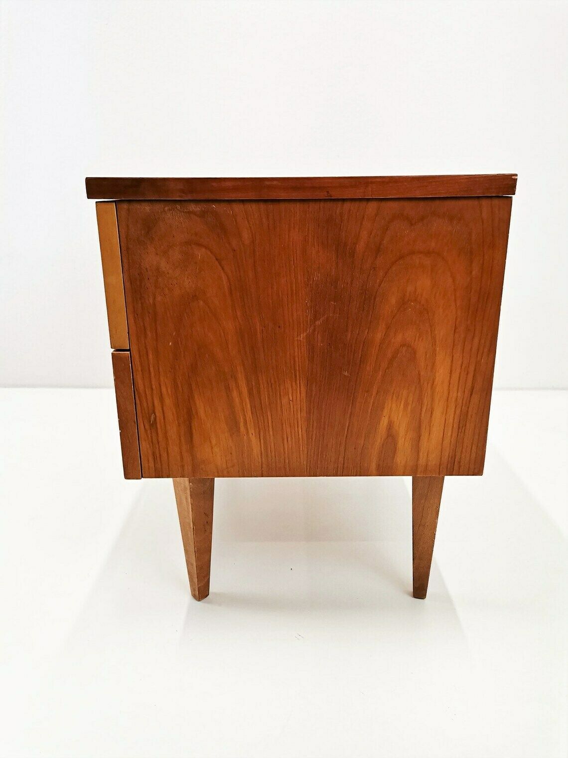 Vintage Furnished Nightstand / Meblo Yugoslavia / Veneer And Angular Tapered Legs / Mid Century Modern Home photo 155.0