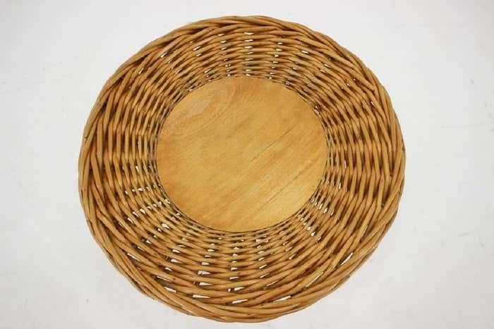 1970 Jan Kalous Beech An Rattan Side Table By Uluv, Czechoslovakia photo vintage