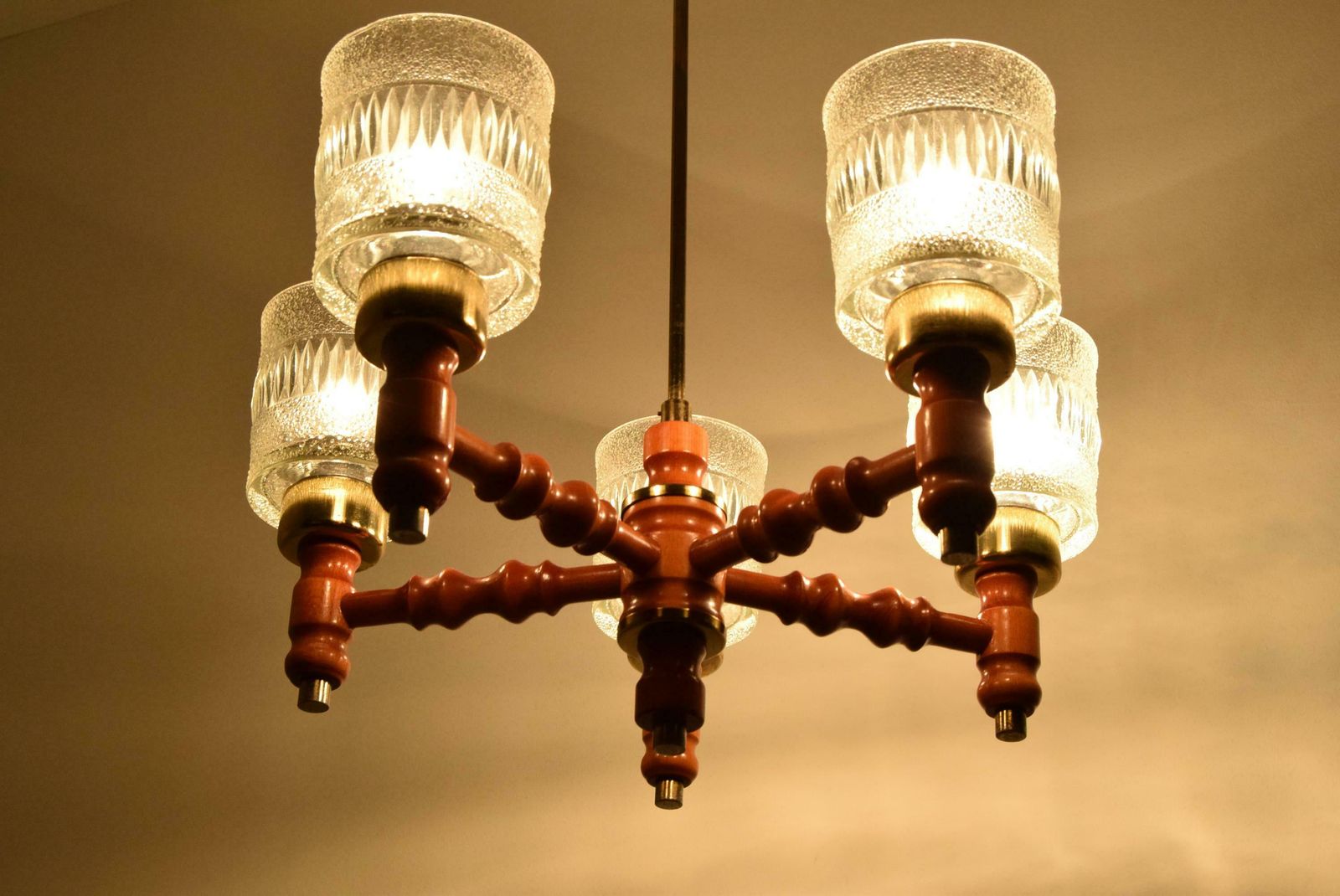 Mid Century Wood Chandelier By Instala Jilove U Decina, 1960''S photo furniture