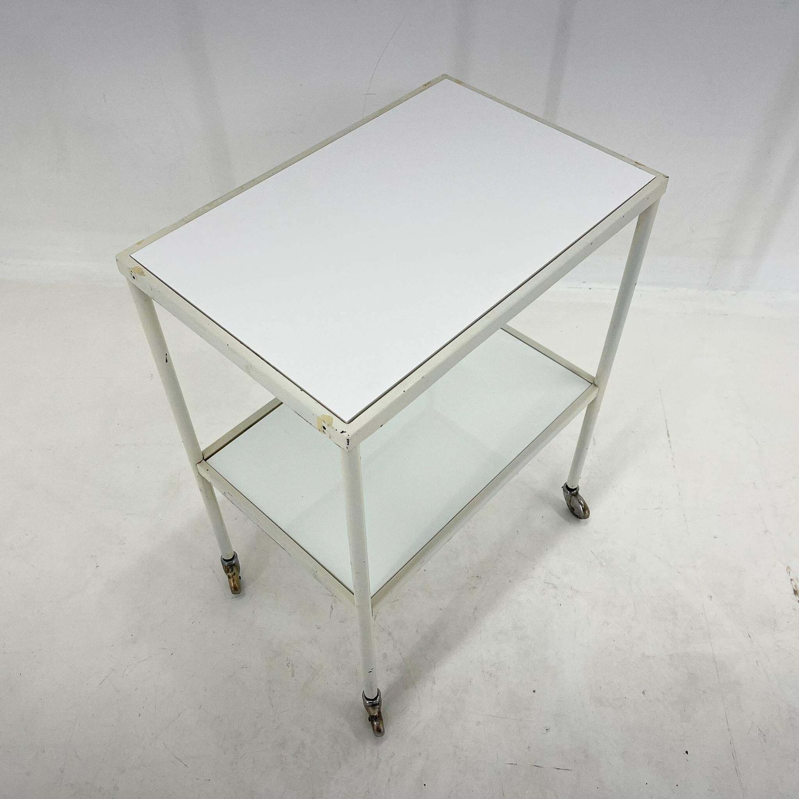 photo for sale 1950''S Hospital Table / Trolley On Wheels With Opaxite Glass