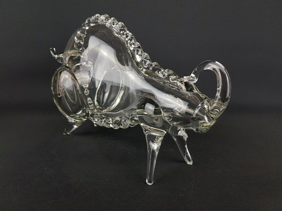 Rare Large Vintage Clear Hemah Glass Taurus Bull Russian Art Sculpture 1960s 1970s photo 128.0