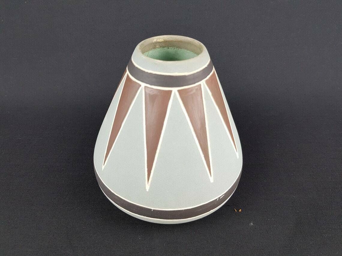 Vintage Grey And Brown Keto Keramik Pollux Vase West German Pottery 1950 60s photo for sale