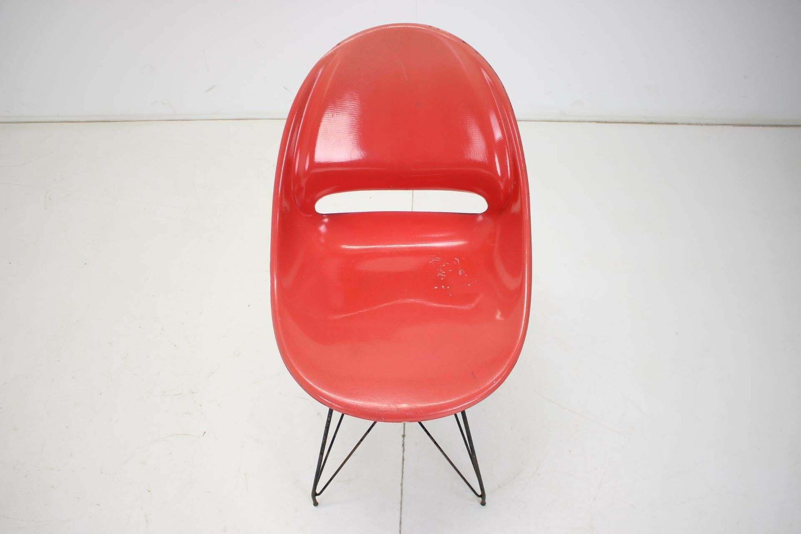 Midcentury Red Design Fiberglass Dining Chairs By M.Navratil, 1960s photo for sale