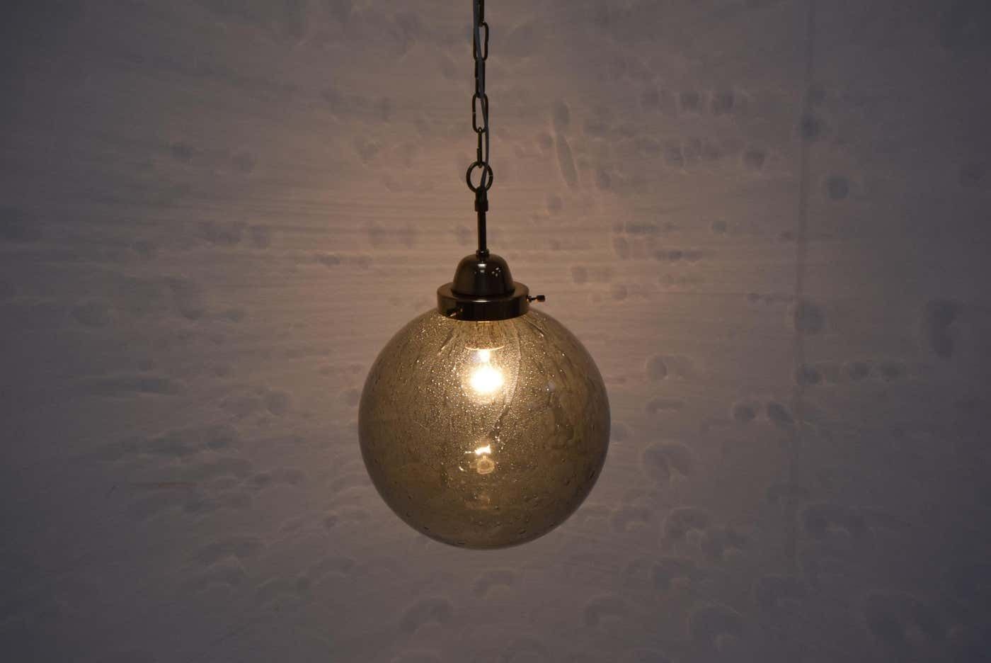 Mid Century Glass Pendant, Kamenicky Senov, 1960's photo vintage