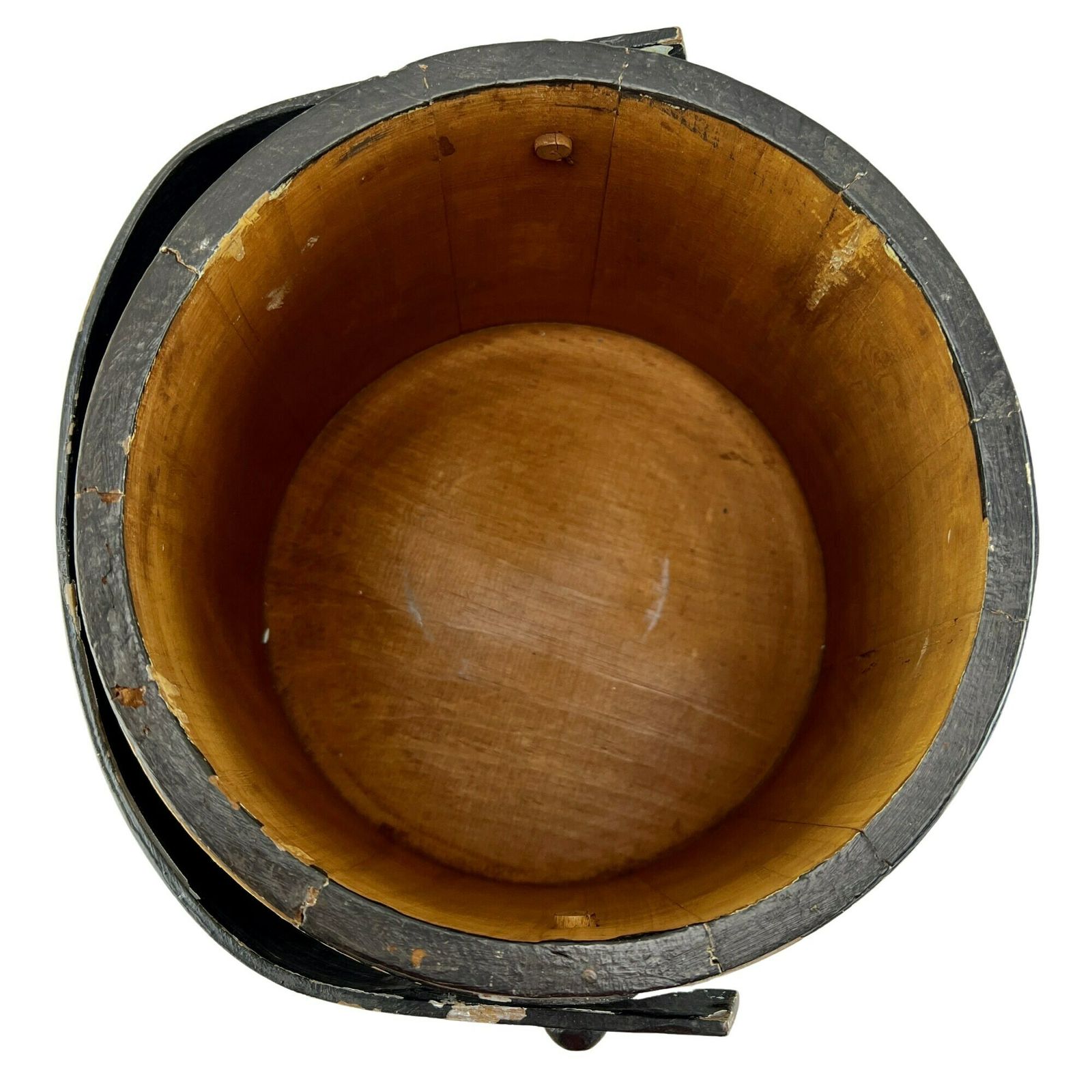 Antique Hand Painted Covered Pine Firkin With Swivel Handle   Sugar/Flour   Primitive Bucket   Vintage Kitchenalia Storage photo 95.0