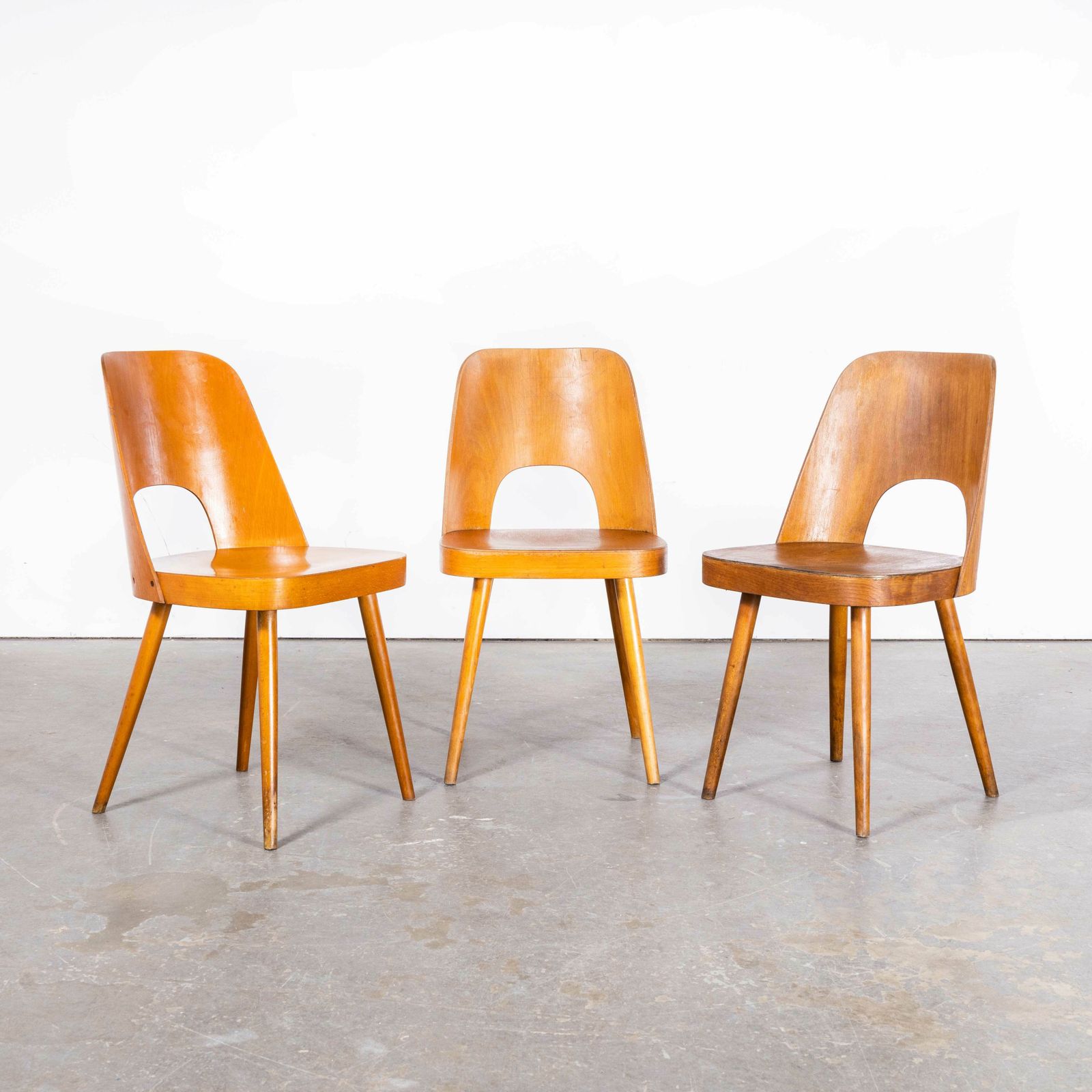 1950’s Honey Oak Side Chairs – Oswald Haerdtl Model 515 – Set Of Three