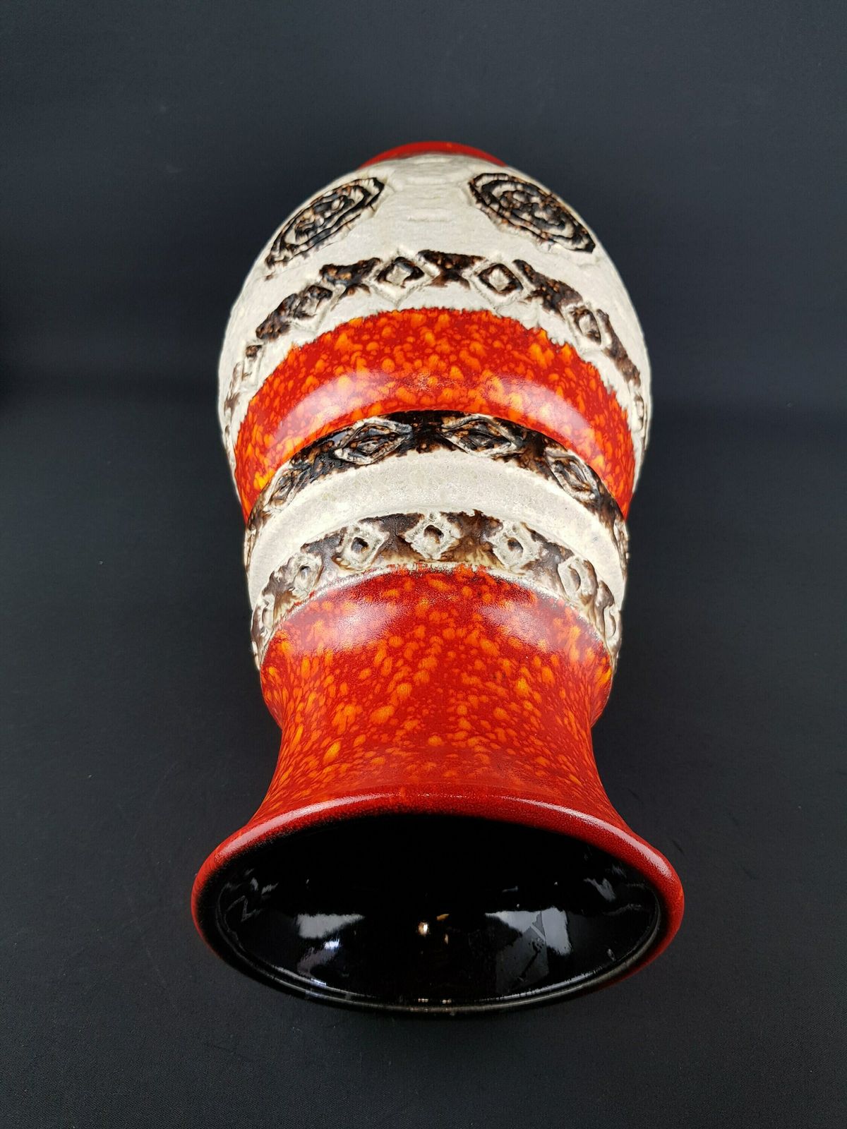 Xxl Vintage Ubelacker (ü) Keramik Fat Lava Beige Red And Orange Floor Vase 1401/50 West German Pottery 1960s 1970s photo for sale