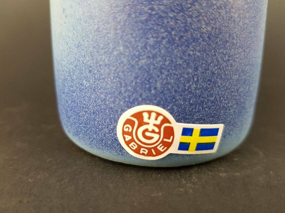 Vintage Gabriel Sweden Pottery Matte Blue Scandinavian Art Vase 1960s By Kjell Andersson photo furniture