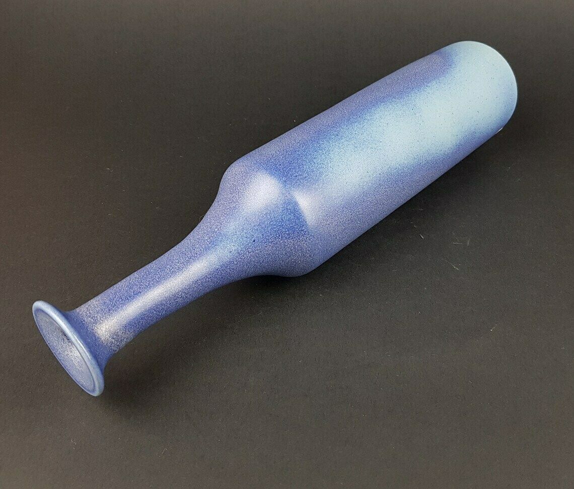 Vintage Gabriel Sweden Pottery Matte Blue Scandinavian Art Vase 1960s By Kjell Andersson photo vinterior
