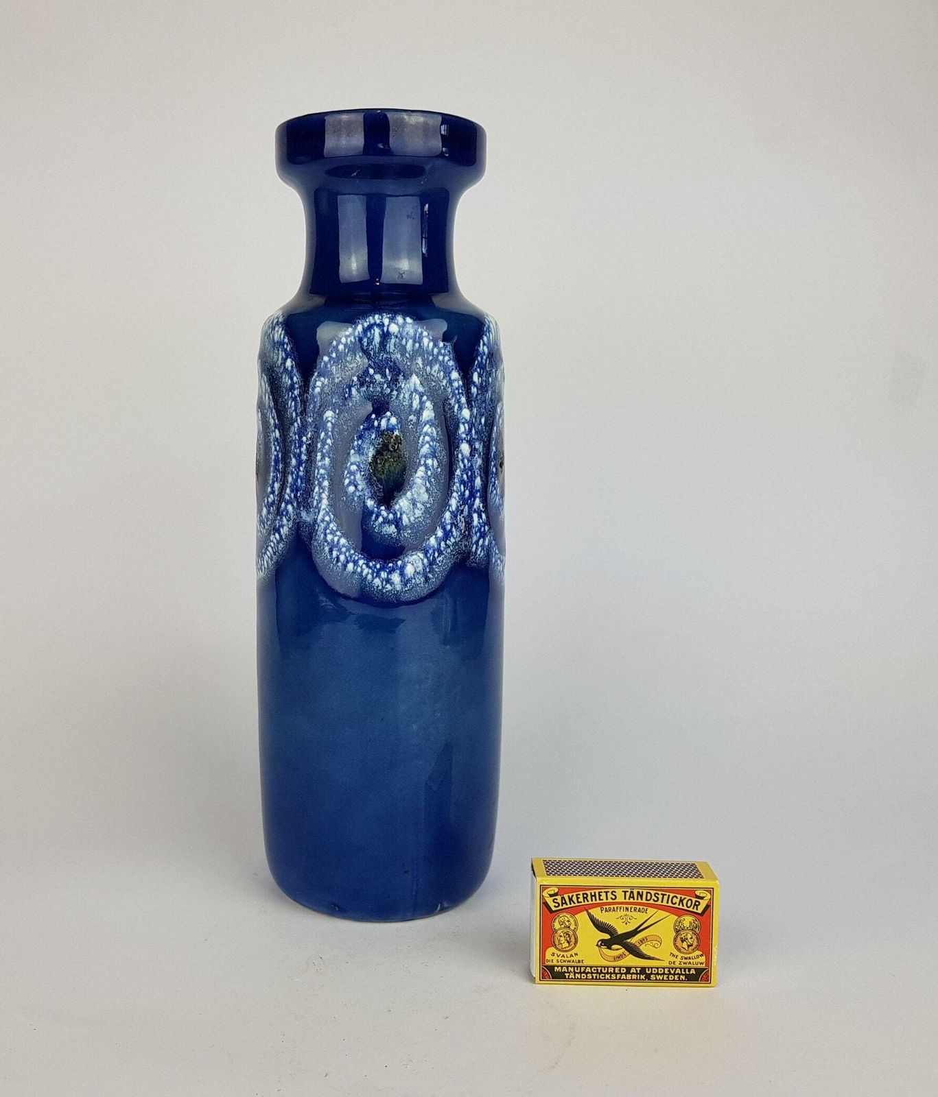 Vintage Scheurich Keramik Blue Fat Lava Vase 200 28 West German Pottery 1970s photo furniture