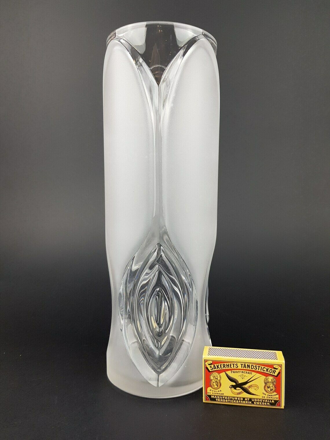 Vintage Peill Und Putzler Frosted Glass Cylinder Vase West Germany 1960s 1970s photo for sale