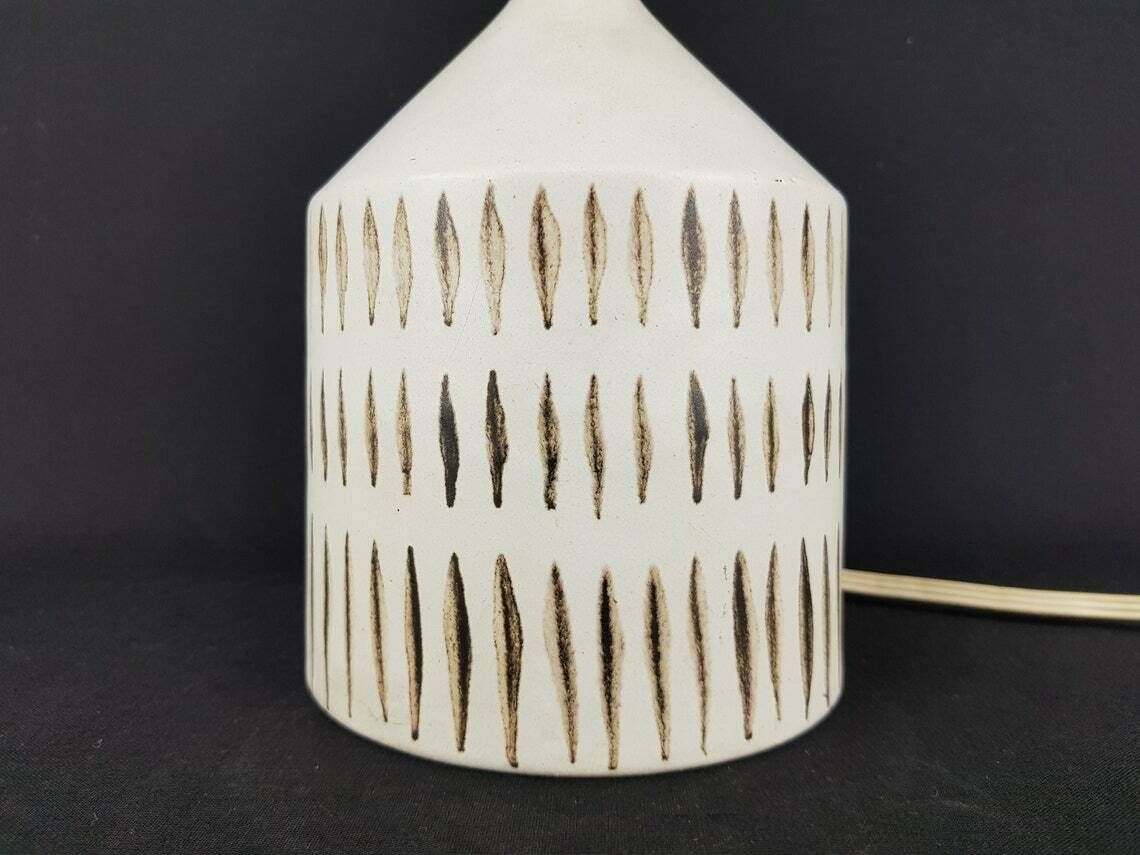 Unique Vintage Beige And Brown Ceramic Table Lamp By Walburga Külz West Germany Studio Pottery 1970s photo Lighting
