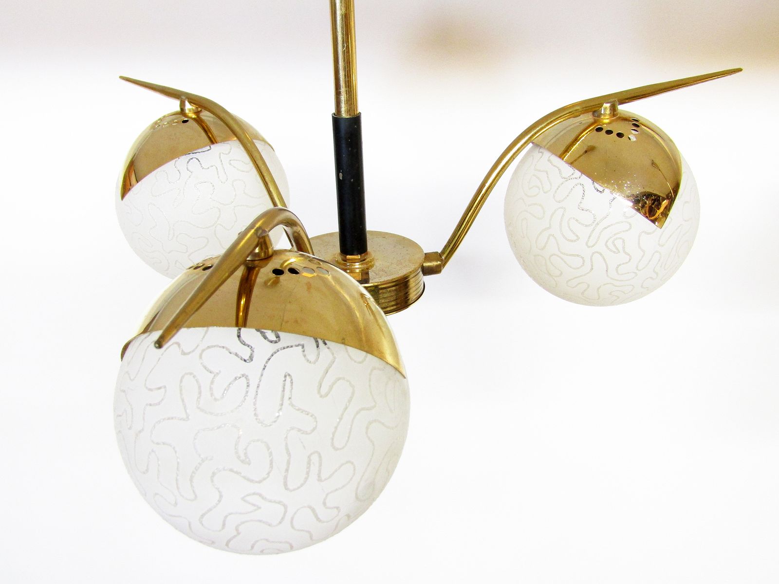 Pair Of 1960s Etched Globe Madmen Chandeliers By Maison Arlus photo 1200.0