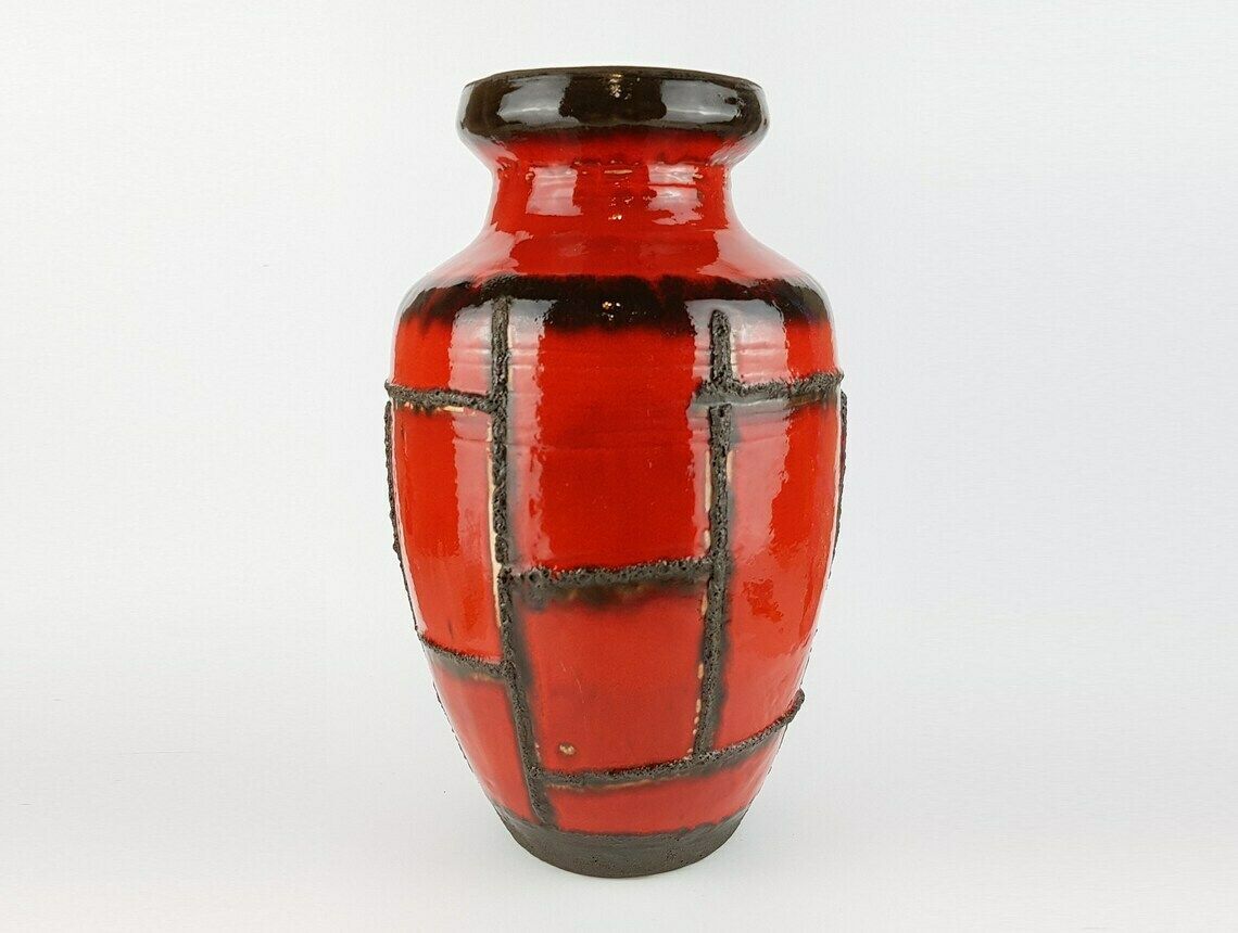Xxl Vintage Ruscha Keramik Fat Lava Vloervaas 841 Met Costa Decor West German Pottery