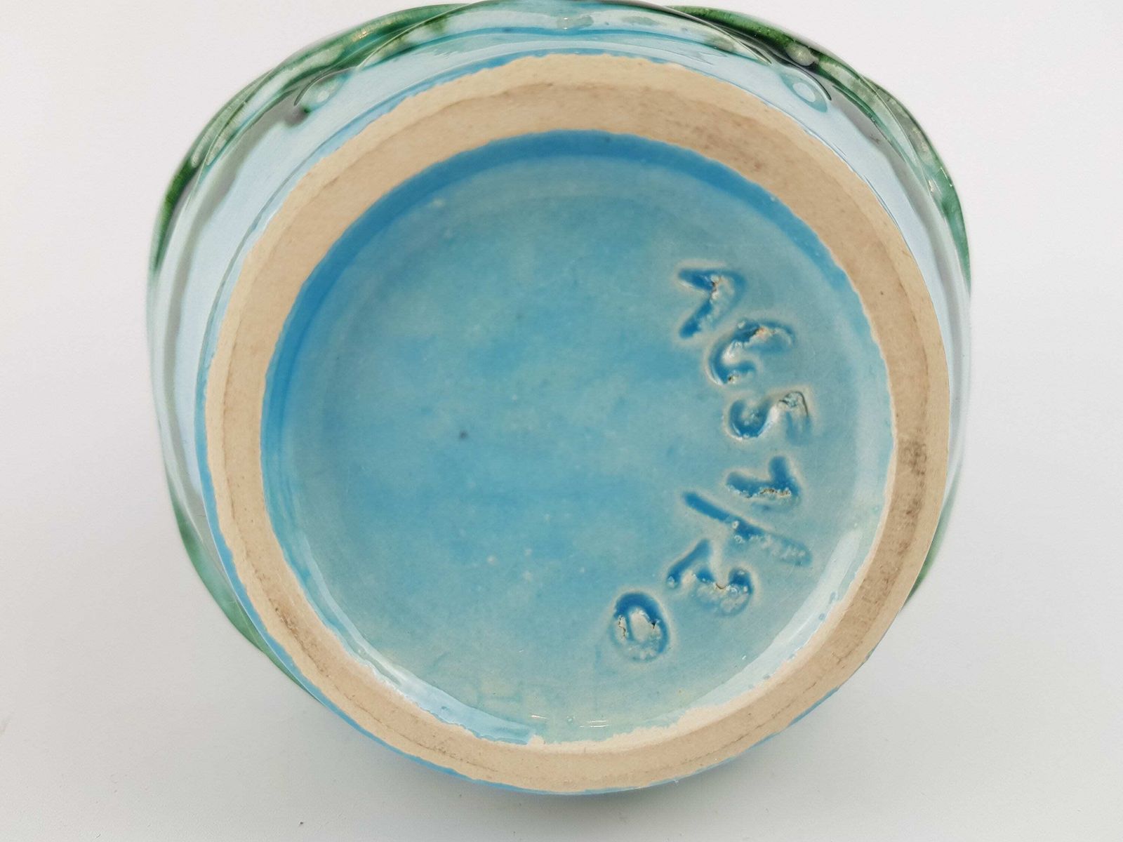 Vintage Ubelacker (U Keramik) Green And Blue Pitcher Handled Vase 1651/20 West German Pottery 1970s photo buy