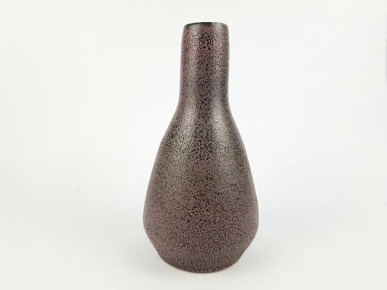 Vintage Gramann Römhild Topferei Studio Art Pottery Black And Purple Vase East German Pottery 1960s