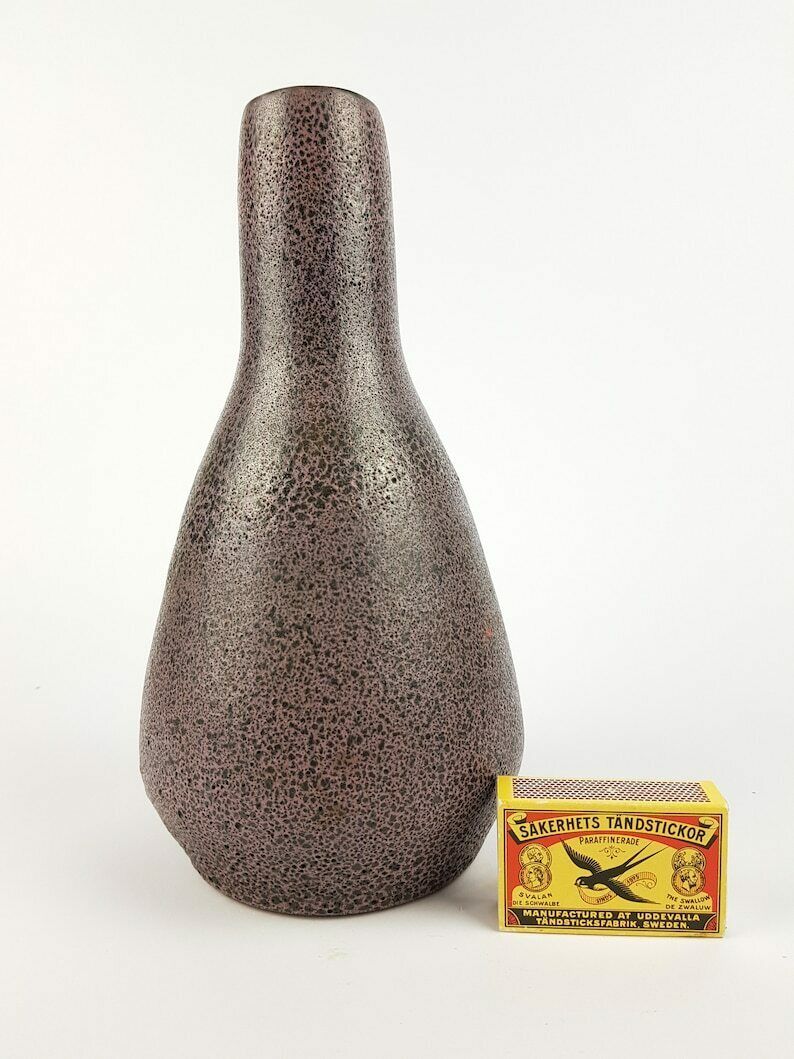 Vintage Gramann Römhild Topferei Studio Art Pottery Black And Purple Vase East German Pottery 1960s photo furniture