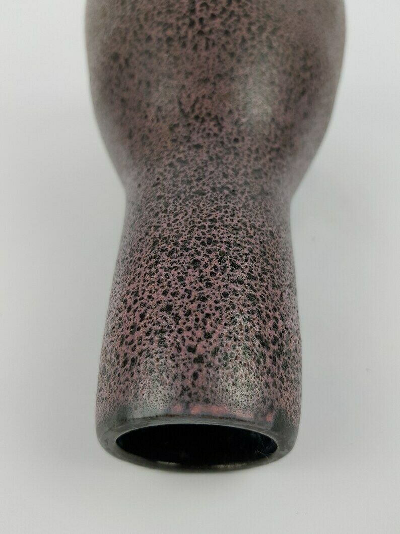 Vintage Gramann Römhild Topferei Studio Art Pottery Vaas In Zwart En Paars – Oost Duits Aardewerk, Ca. Jaren 1960 photo vinterior
