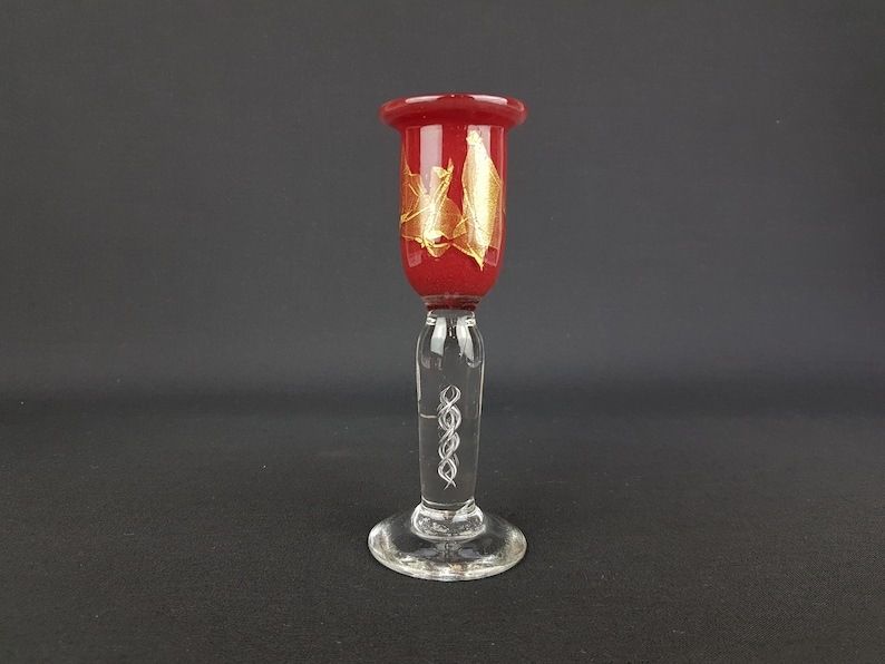 Vintage Air Twist Stem Glass Candle Holder 1970s Italian / Czech