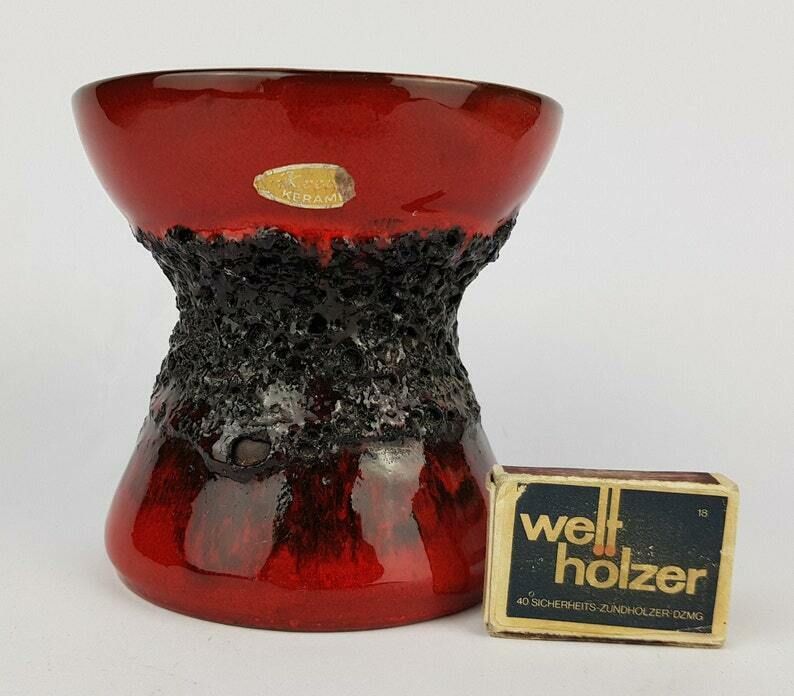 Vintage Rode Kreutz Keramik Diabolo Fat Lava Vaas 430 West German Pottery 1970 photo furniture