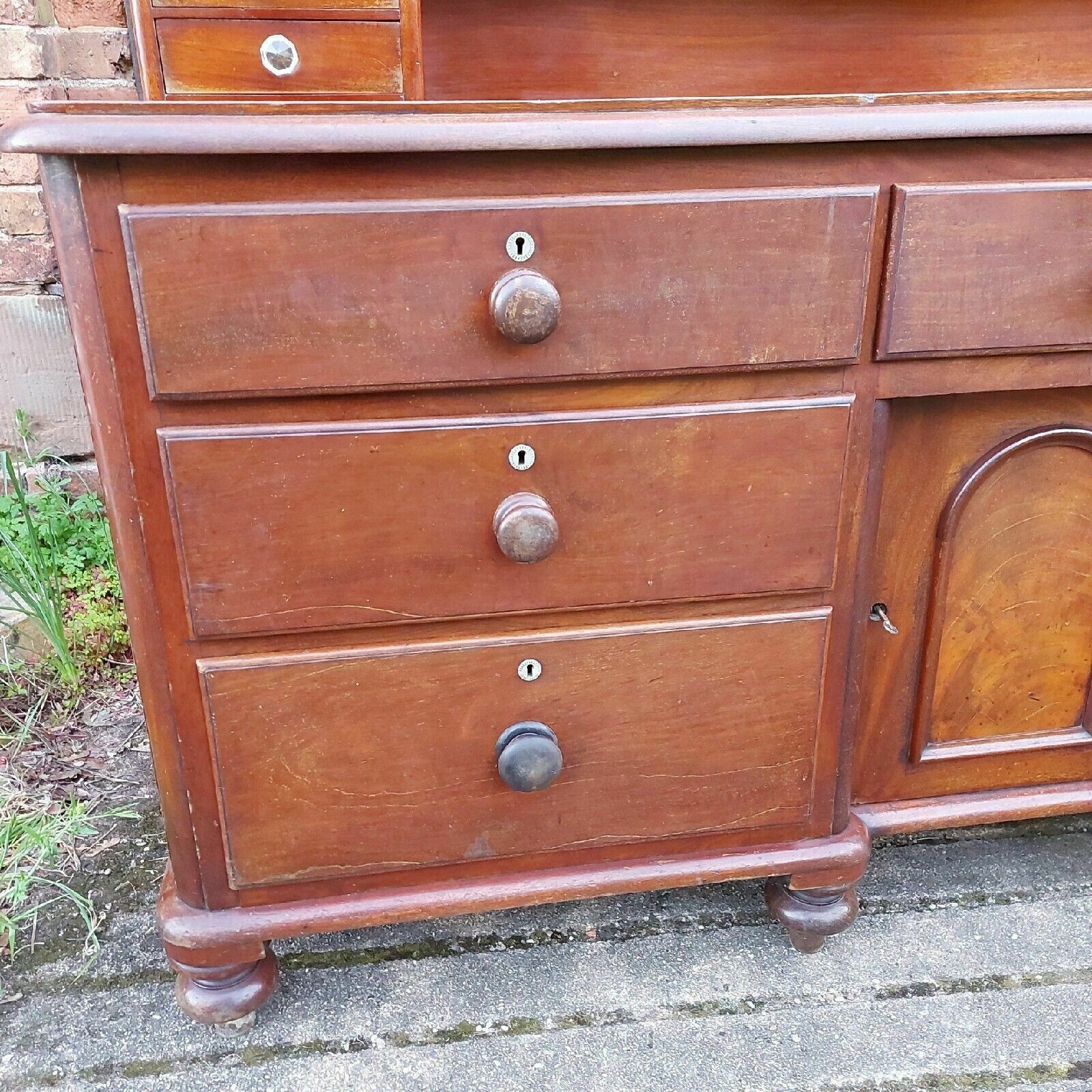 Antique Mahogany Victorian Chiffonier Sideboard 11 Drawers Cupboard And Key photo furniture