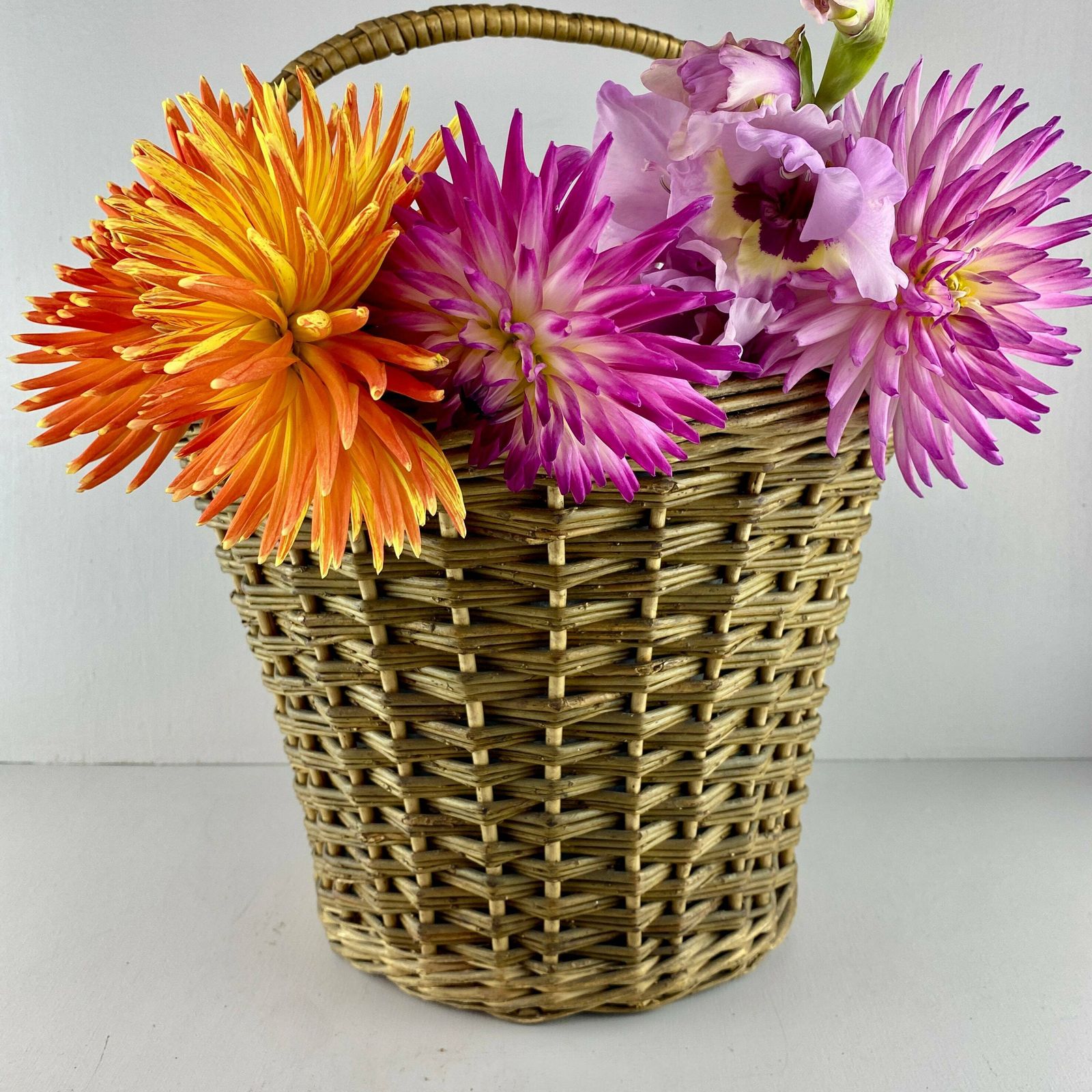 Early 20th Century Zinc Lined Wicker Flower Basket   Florists Basket   Gardenalia photo furniture