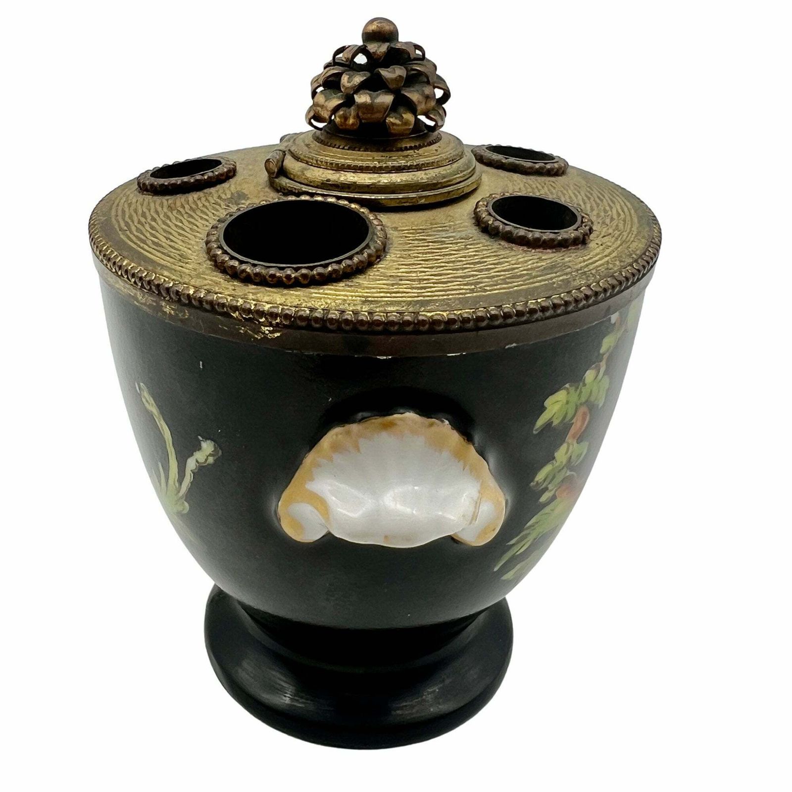 Antique Limoges Mavaleix & Granger Painted Porcelain Inkwell   Art Deco Period   Study Decor   Office Decor photo vinterior