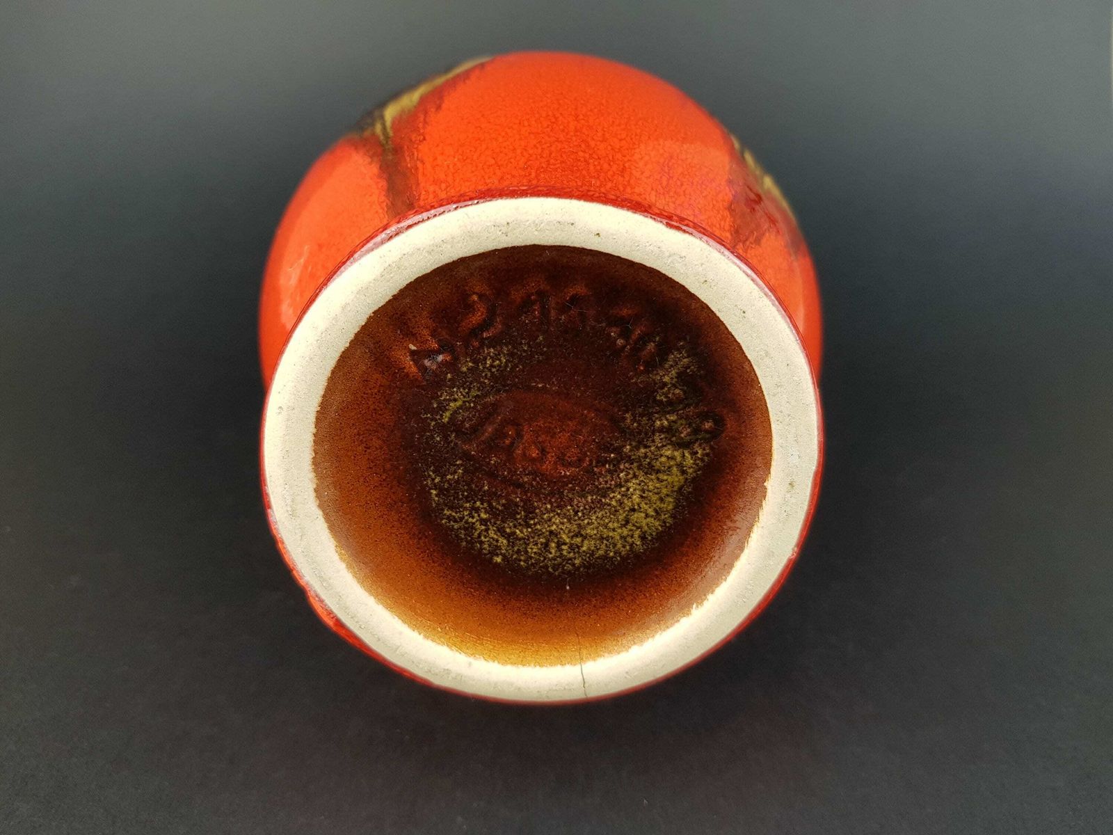 Vintage Jasba Keramik Red With Brown Drip Glaze Vase N211 10 18 West German Pottery 1960s photo vinterior