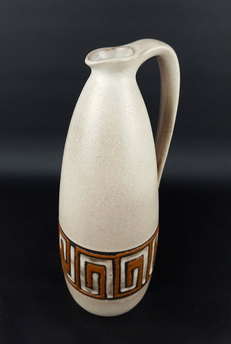 Vintage Jaren 1960–70 Ruscha Keramik Kan/Vaas Met Hellas Decor, West Duits Aardewerk # photo vinterior
