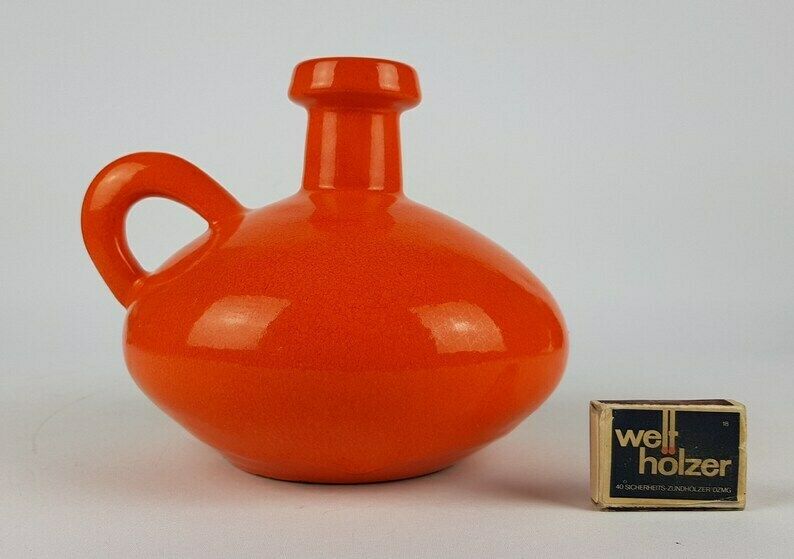 Vintage Oranje Otto Keramik Fat Lava Vaas, West German Pottery # photo furniture