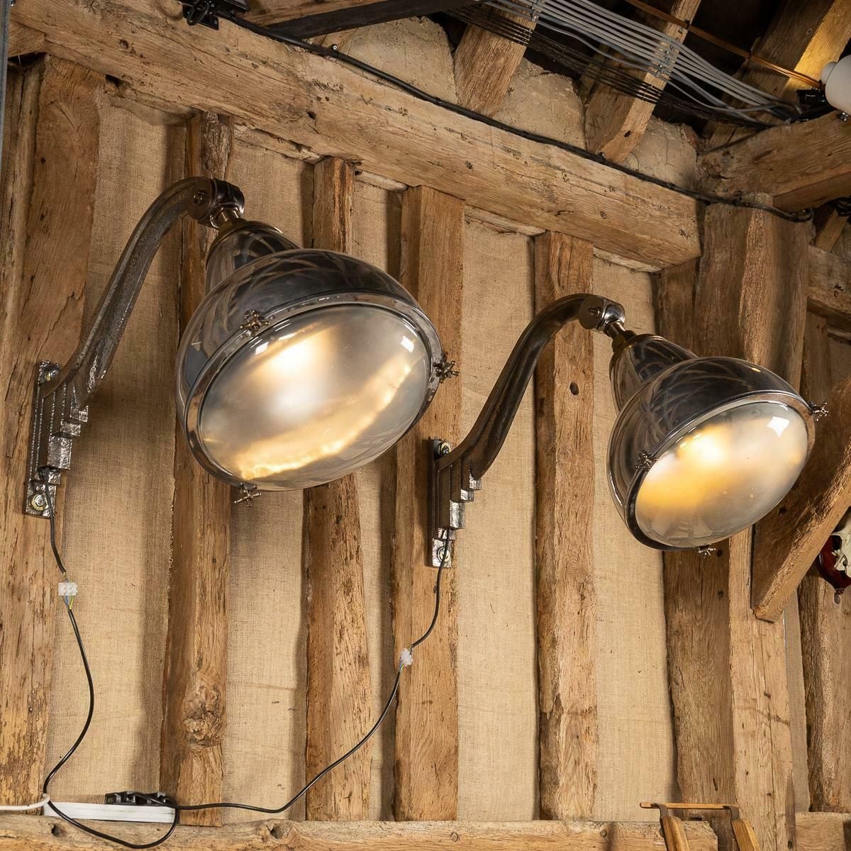 20th Century Dutch Pair Of Polished Metal Outdoor Lamps, C.1920 photo furniture