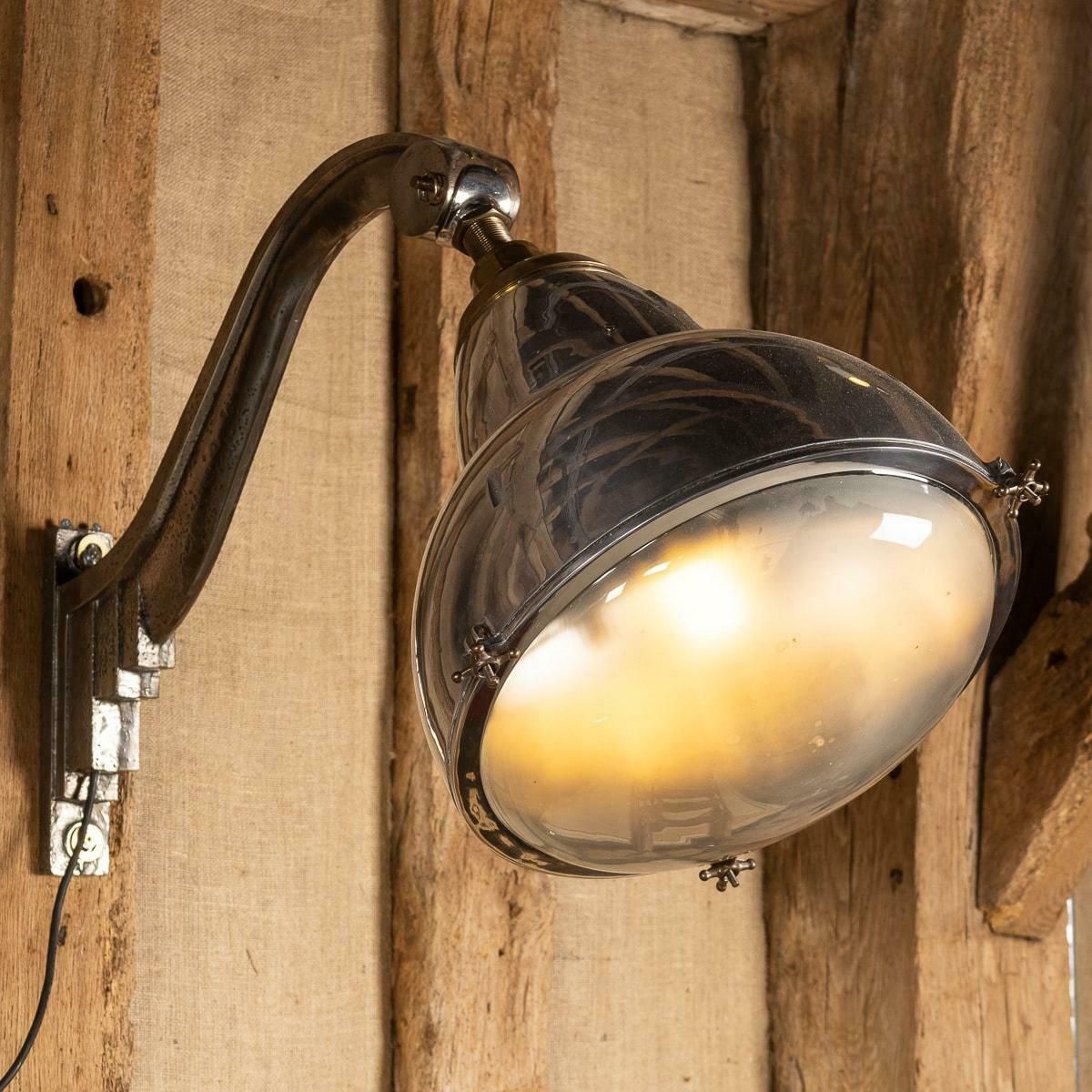 20th Century Dutch Pair Of Polished Metal Outdoor Lamps, C.1920 photo Lighting