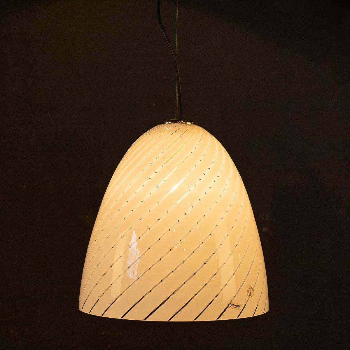 20th Century Italian Murano Glass Swirl Bowl Pendant Light By Avmazzega, C.1970 photo Lighting