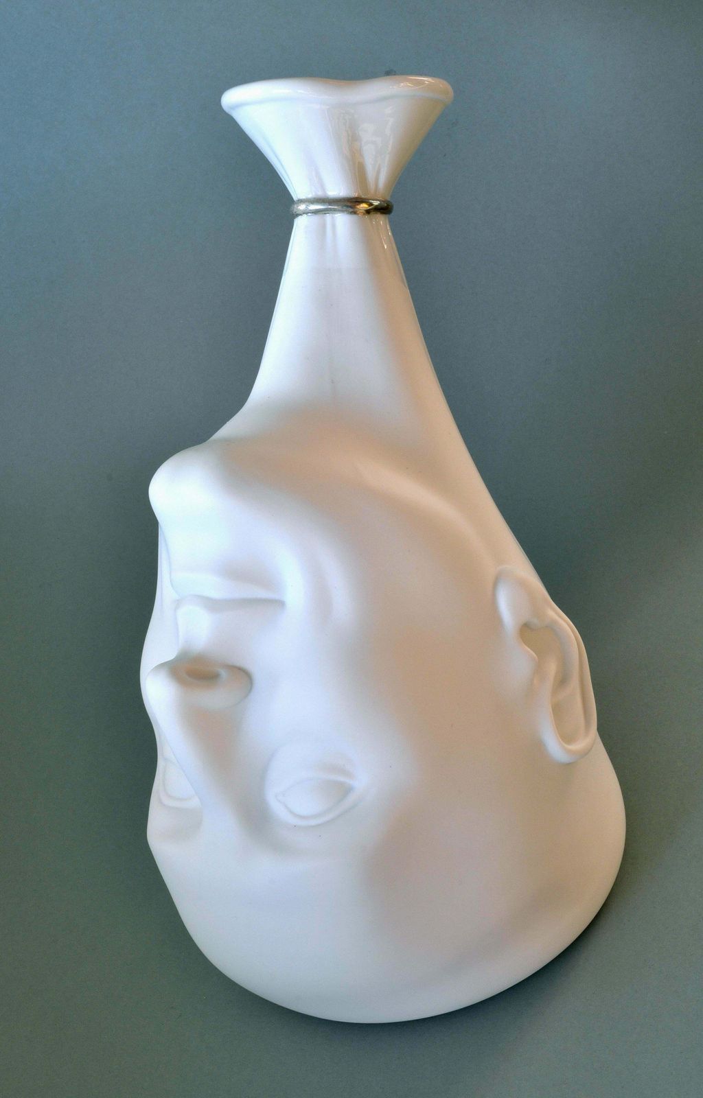 Ilona Romule Vase. A Man's Head (White) Porcelain, H 22.5 Cm