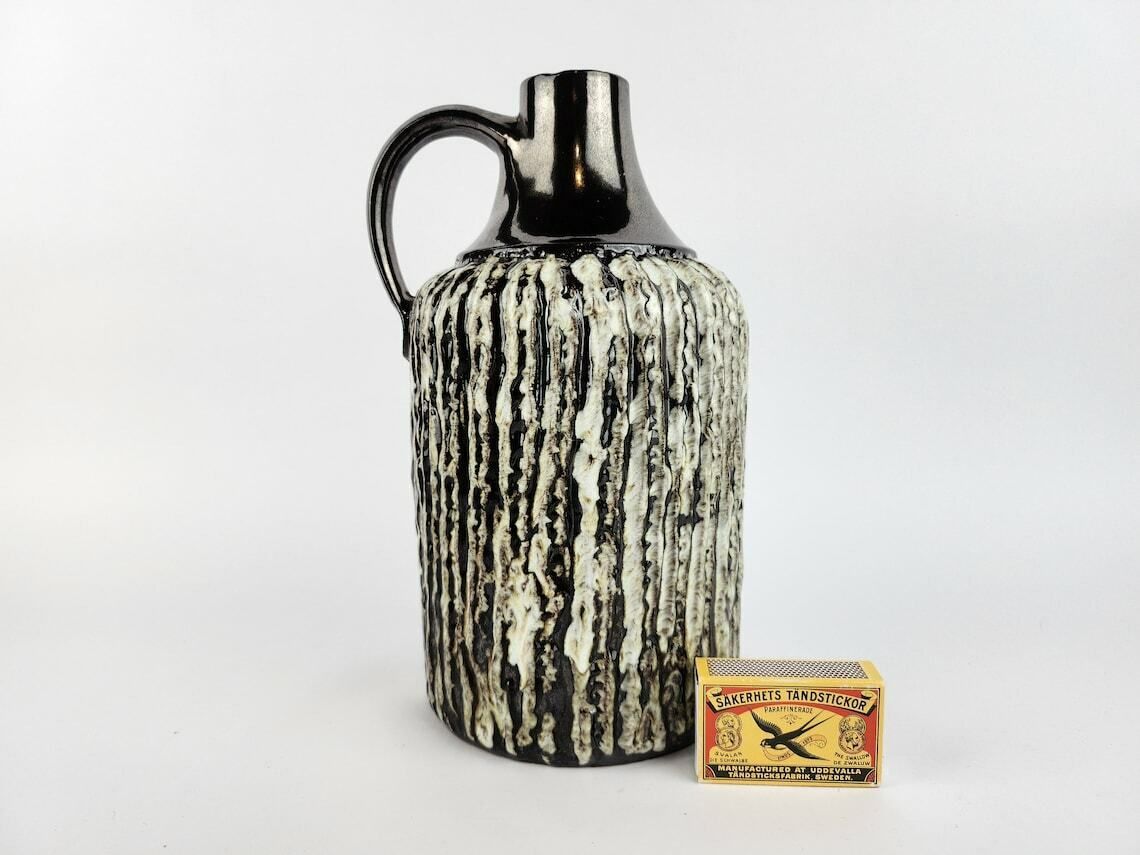 Vintage Ceramano Metallic Bruine Vaas Met Syrakus Decor 225 West Duits Aardewerk Jaren 1960 photo furniture