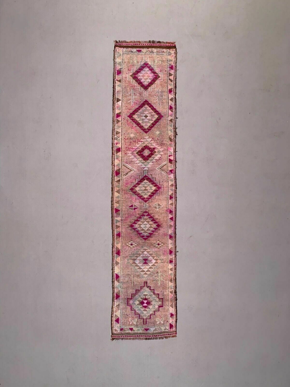 Vintage Turkish Tribal Runner Veg Dye Wool Rug Tribal, Handmade photo furniture