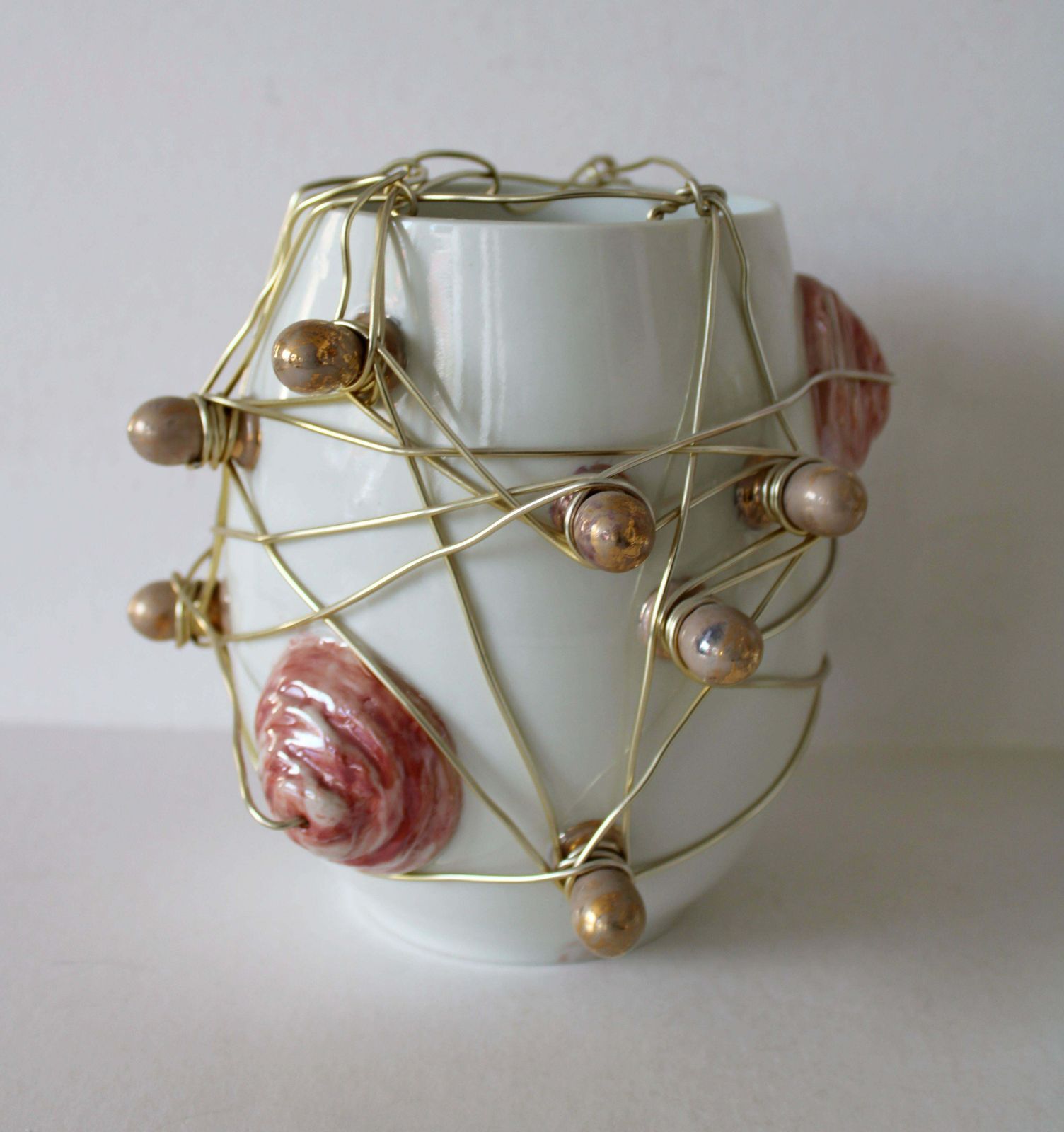 Inese Brants Vases With Wires   Set Of Two 2009, Porcelain, Wire, photo for sale