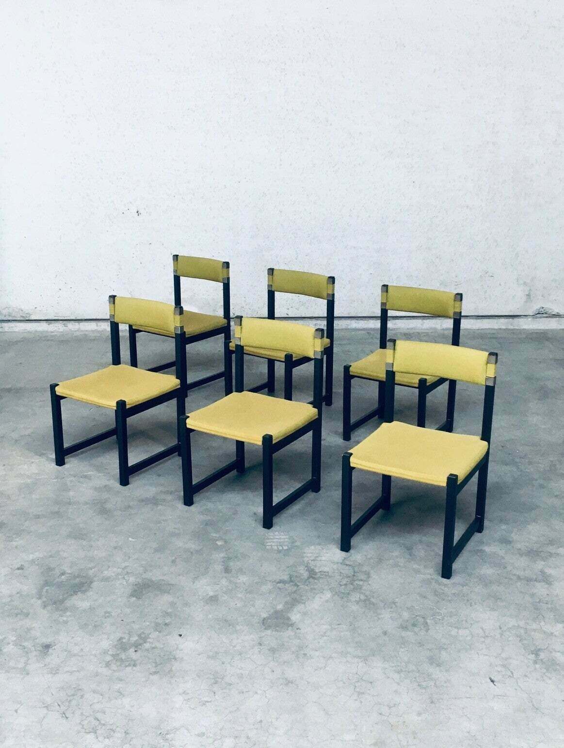 Midcentury Modern Design Dining Chair Set By J. Batenburg For Mi  Belgium 1969 photo vinterior