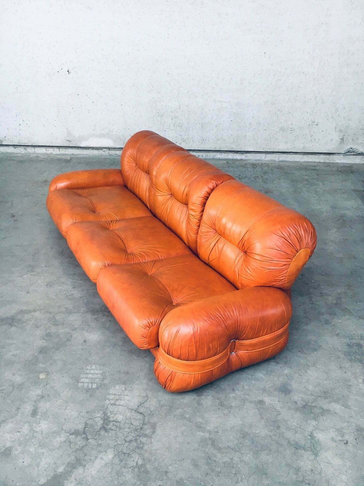 Italiaans Design Leren 3 Zitsbank, Mid Century Modern, Jaren 1970 photo 3400.0