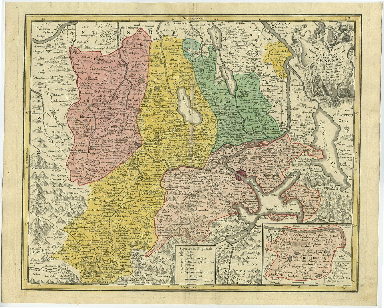 Antique Map Of The Canton Of Lucerne, Switzerland