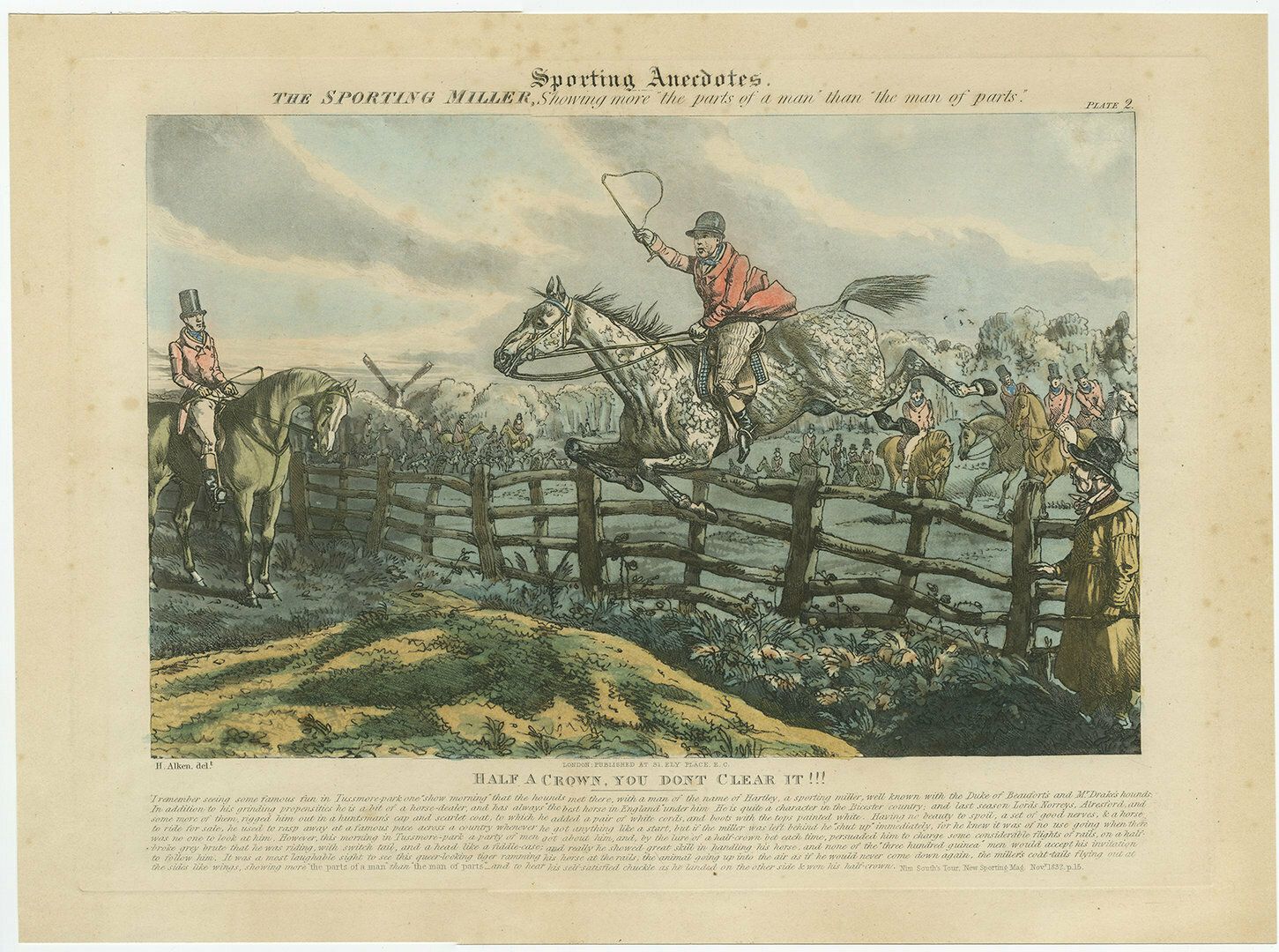 Antique Print Of A Hunting Scene In Tussmore Park