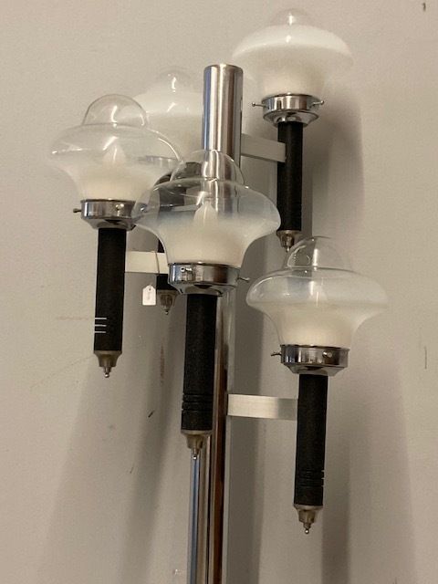 photo for sale Floor Lamp, Modern 70s Five Lights. Chromed Metal And Murano Glass. Design