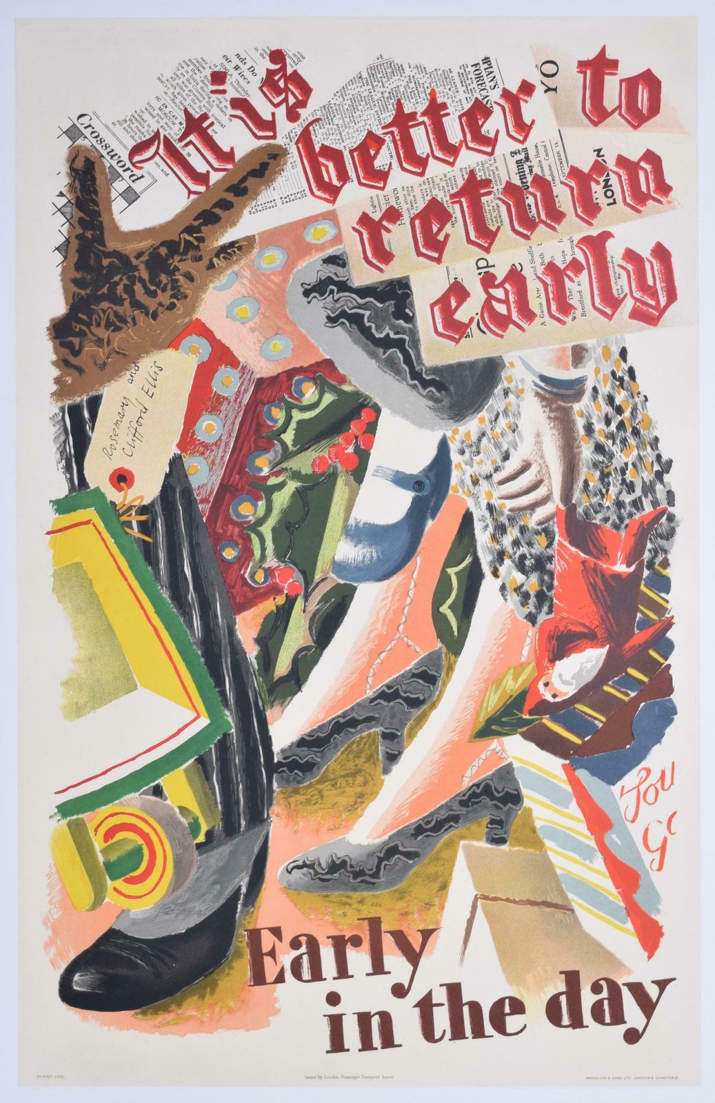Clifford & Rosemary Ellis London Transport Return Early Christmas Poster By Clifford And Rosemary Ellis 1930s