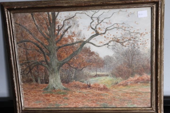 Antique Rare Double Sided Watercolor Painting XIX Landscape With Antique Frame