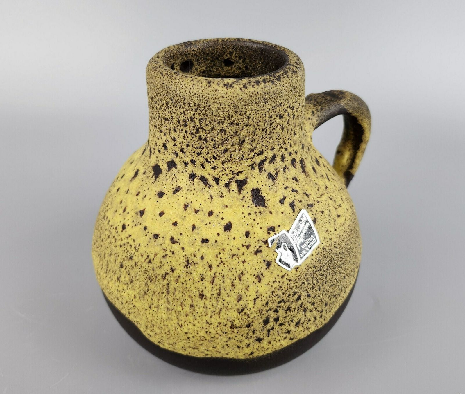 Vintage Silberdistel Keramik Brown With Yellow Fat Lava Vase 336 15 West German Pottery 1970s photo Home Decor