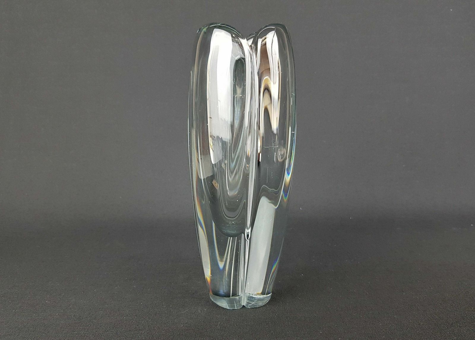 Vintage Signed Nuutajärvi Notsjö Glass Vase By K. Franck Finland Scandinavia 1958s