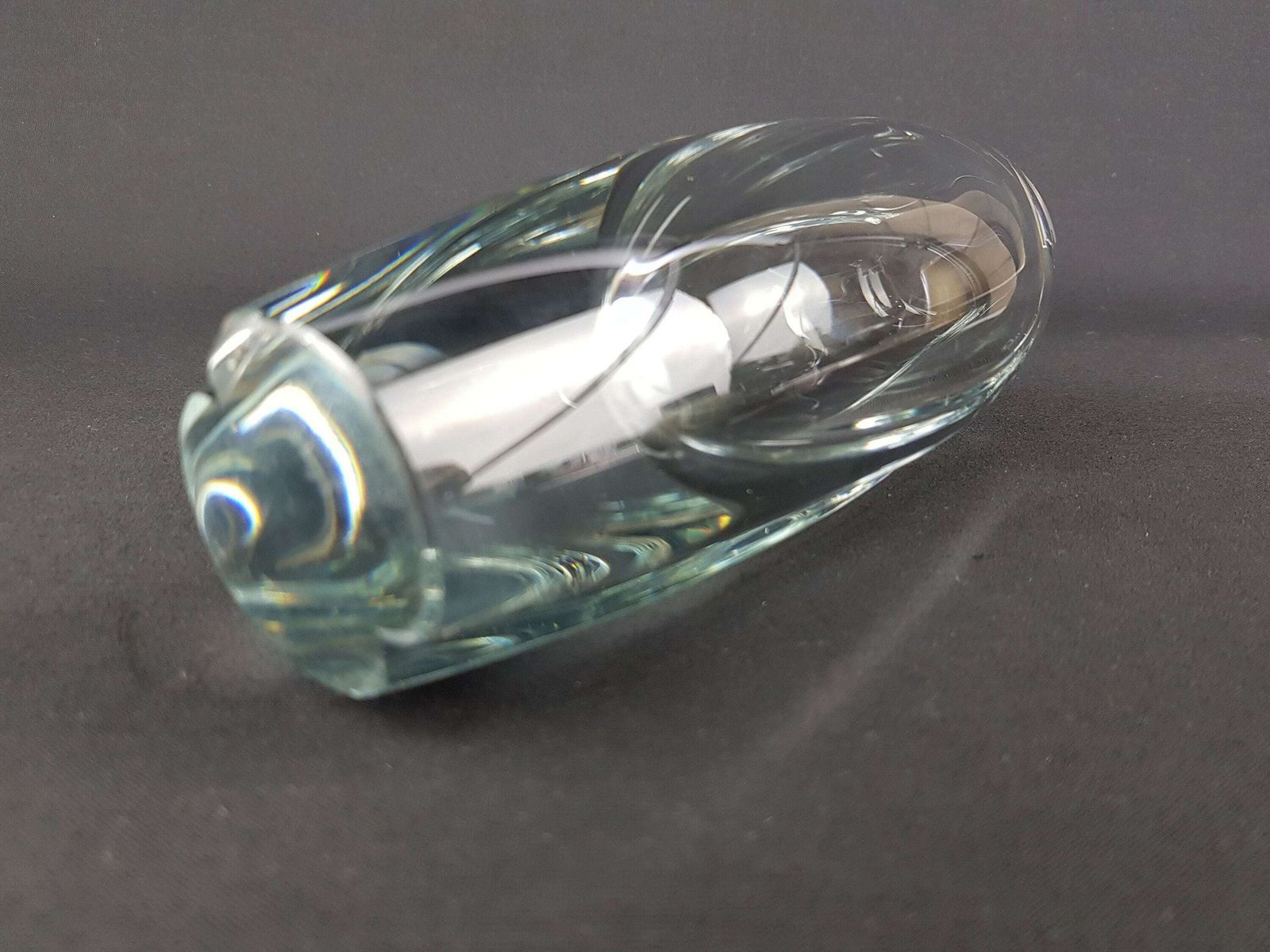 Vintage Signed Nuutajärvi Notsjö Glass Vase By K. Franck Finland Scandinavia 1958s photo 268.0